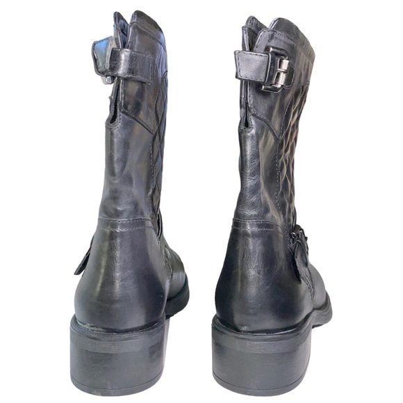 NWT Aquatalia Black Quilted Leather Moto Boots size 9 - Picture 6 of 11